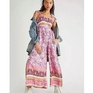 FREE PEOPLE Leona Mix Lilac Floral Pattern Jumpsuit ☮